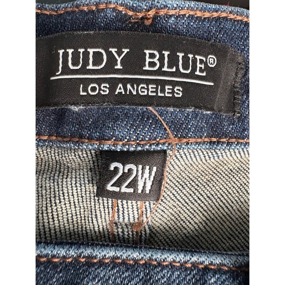 Judy Blue Los Angeles Womens 22W Dark Wash Distressed Straight Jeans - Picture 2 of 7